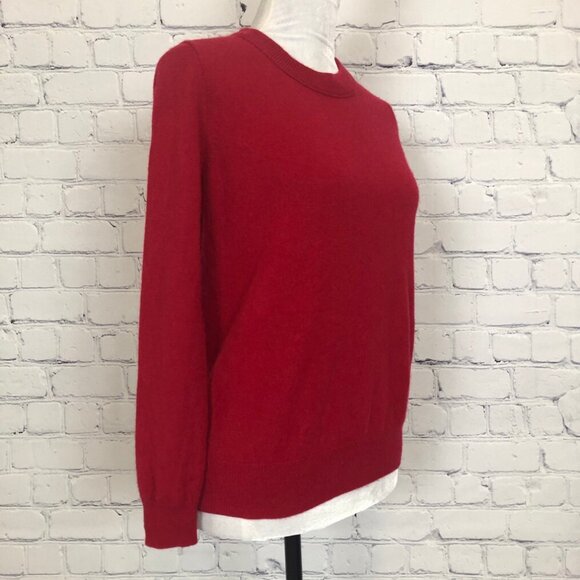 Jennie Liu 100% Cashmere Crew Neck Sweater Petite Size PM Red - Picture 2 of 6